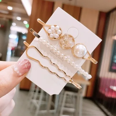 Spring Summer Latest Design Cute Girls Hair Accessories Gold Pearl Hair Clip Butterfly