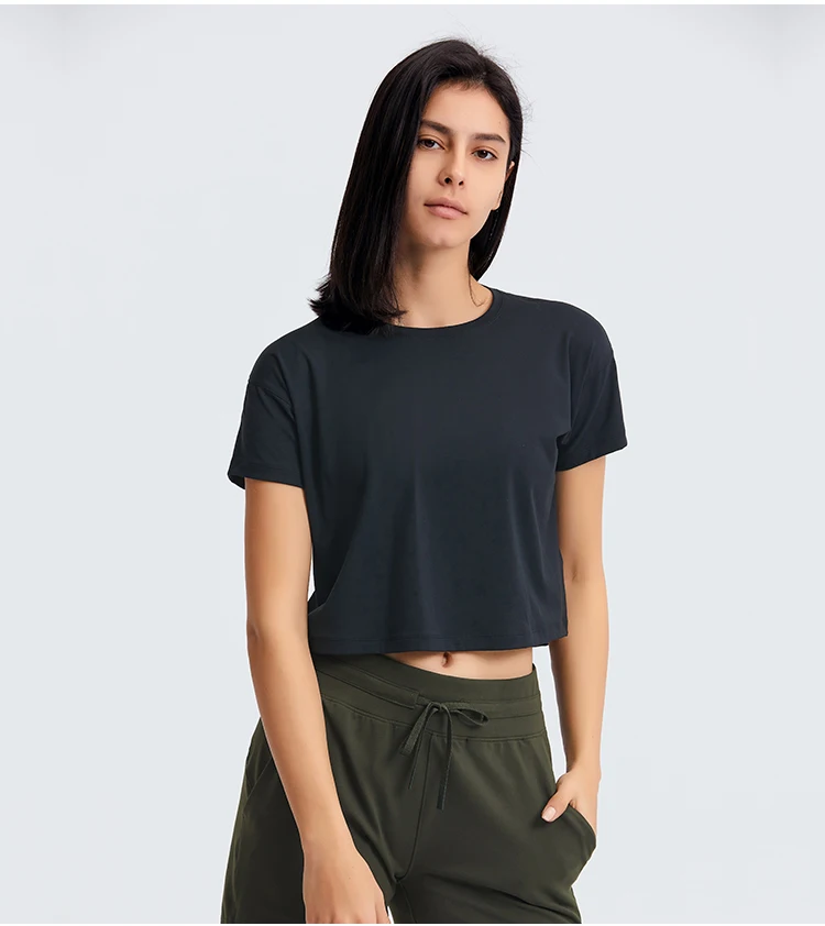 Wholesale Blank Crop Top Tee Shirt Plain Short Tshirt Loose Cropped T ...