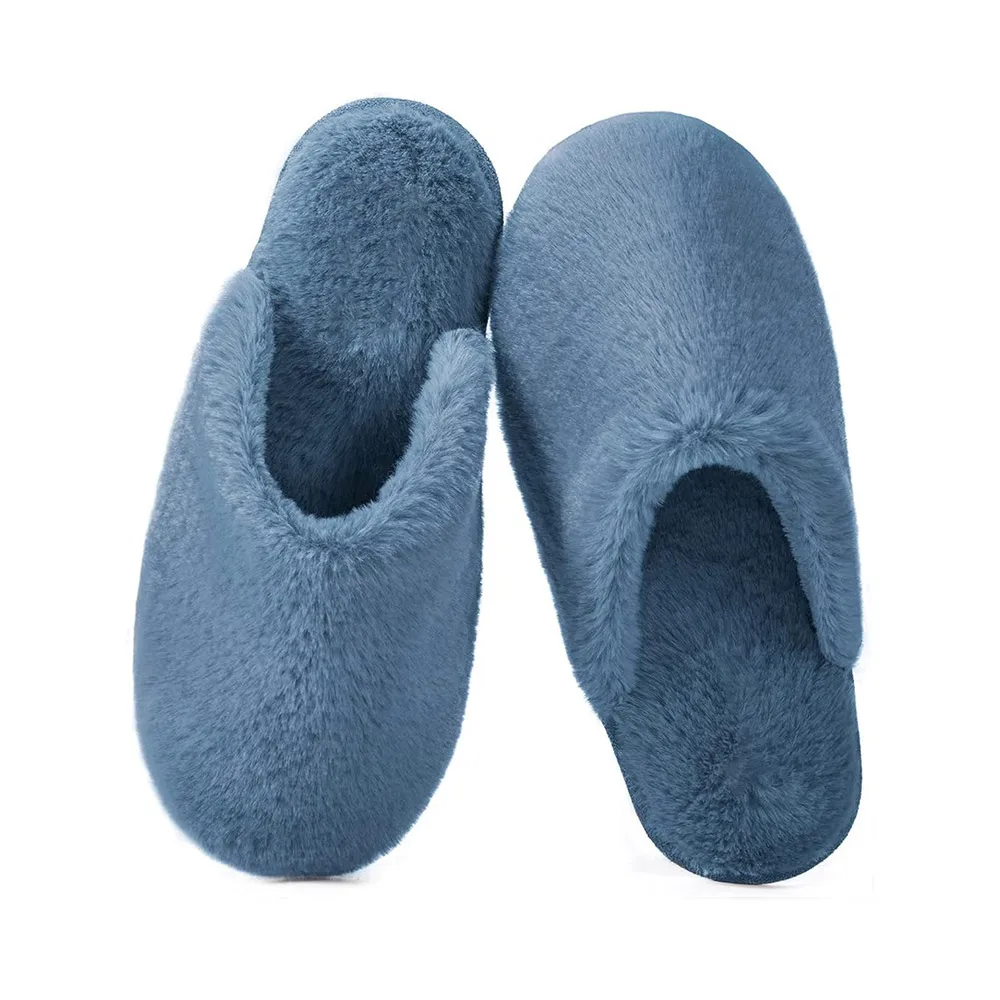 Women's Fuzzy House Memory Foam Slippers Furry Faux Fur Lined Bedroom Shoes Cozy Indoor Slide Slippers