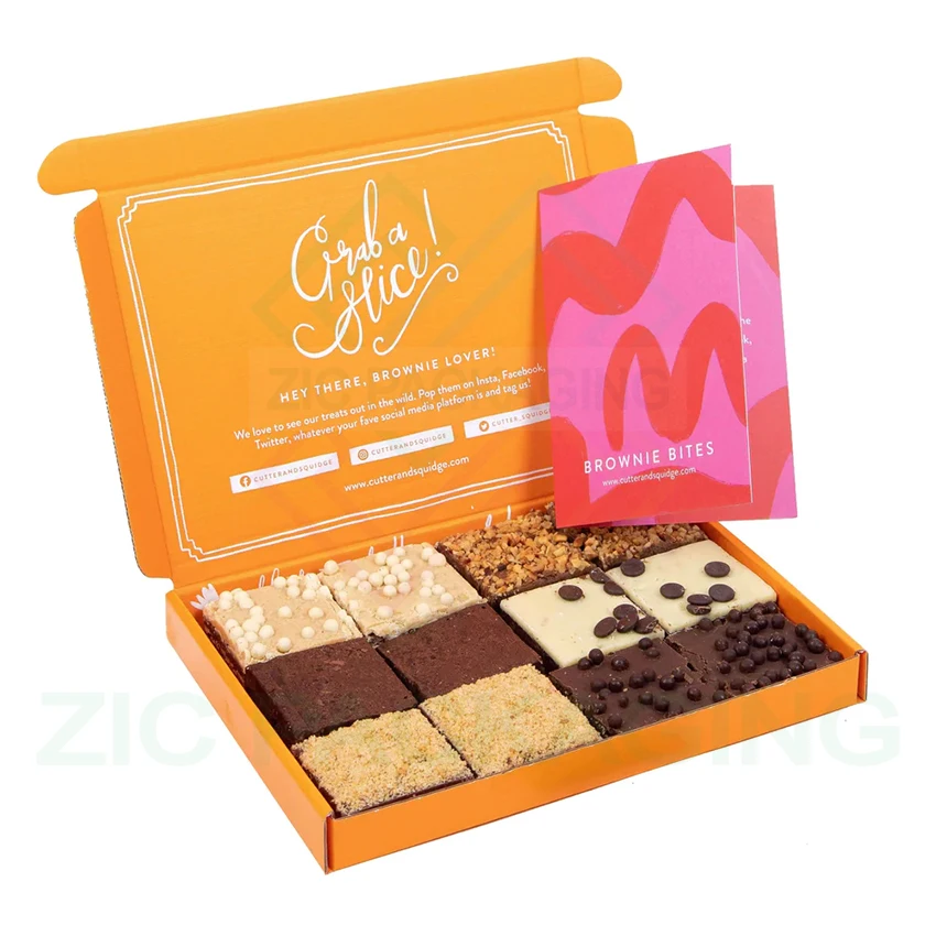 New Orange Design Corrugated Cardboard Customized Brownie Packaging Box With Divider