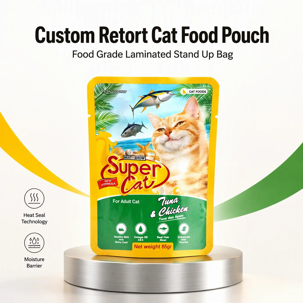 DQ PACK Custom Retort Doypack Aluminum Laminated Foil Wet Pet Cat Food Pouch High Temperature 121 Food Grade