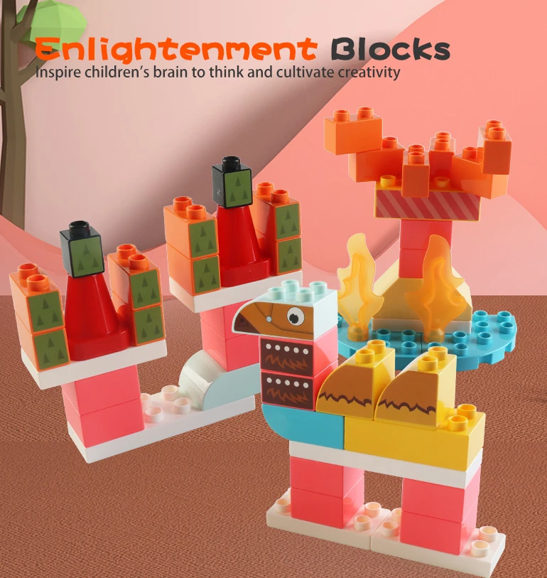 Education 50 pcs plastic building blocks toy enlighten brick building toys creative diy animal building blocks with backpack