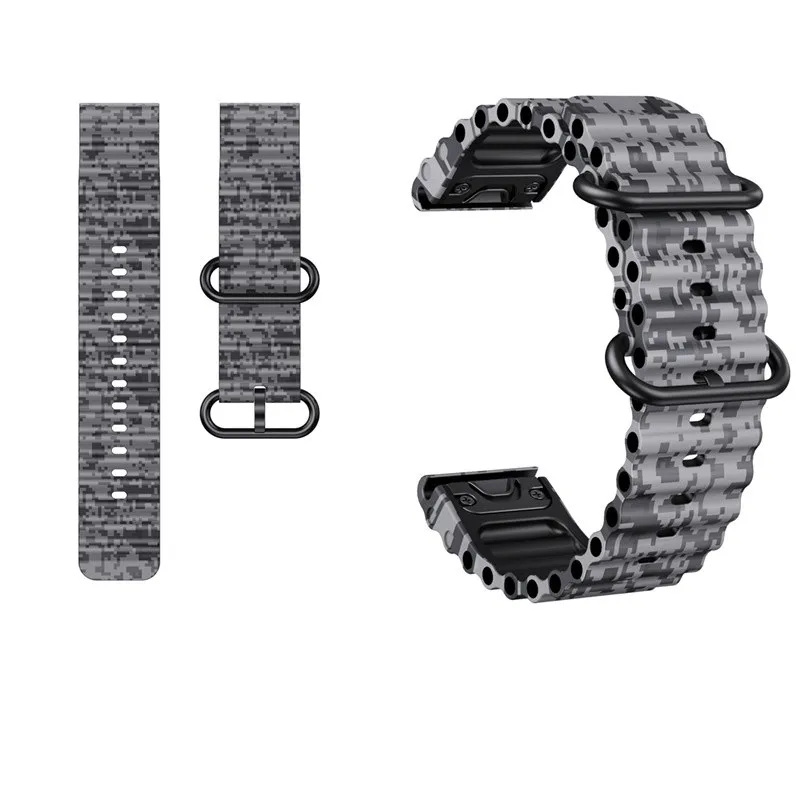 EEOM Sport Armband Aus Silikon Für Garmin Fenix 7/6/5 & ähnliche Modelle - 22 Oder 26 Mm, Schneller Wechsel, Schwarz-rot