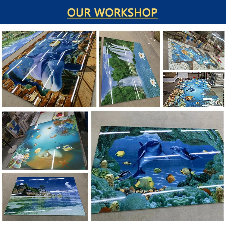 Customized Background 3D Ocean Fish Look Floor Tiles Living Room