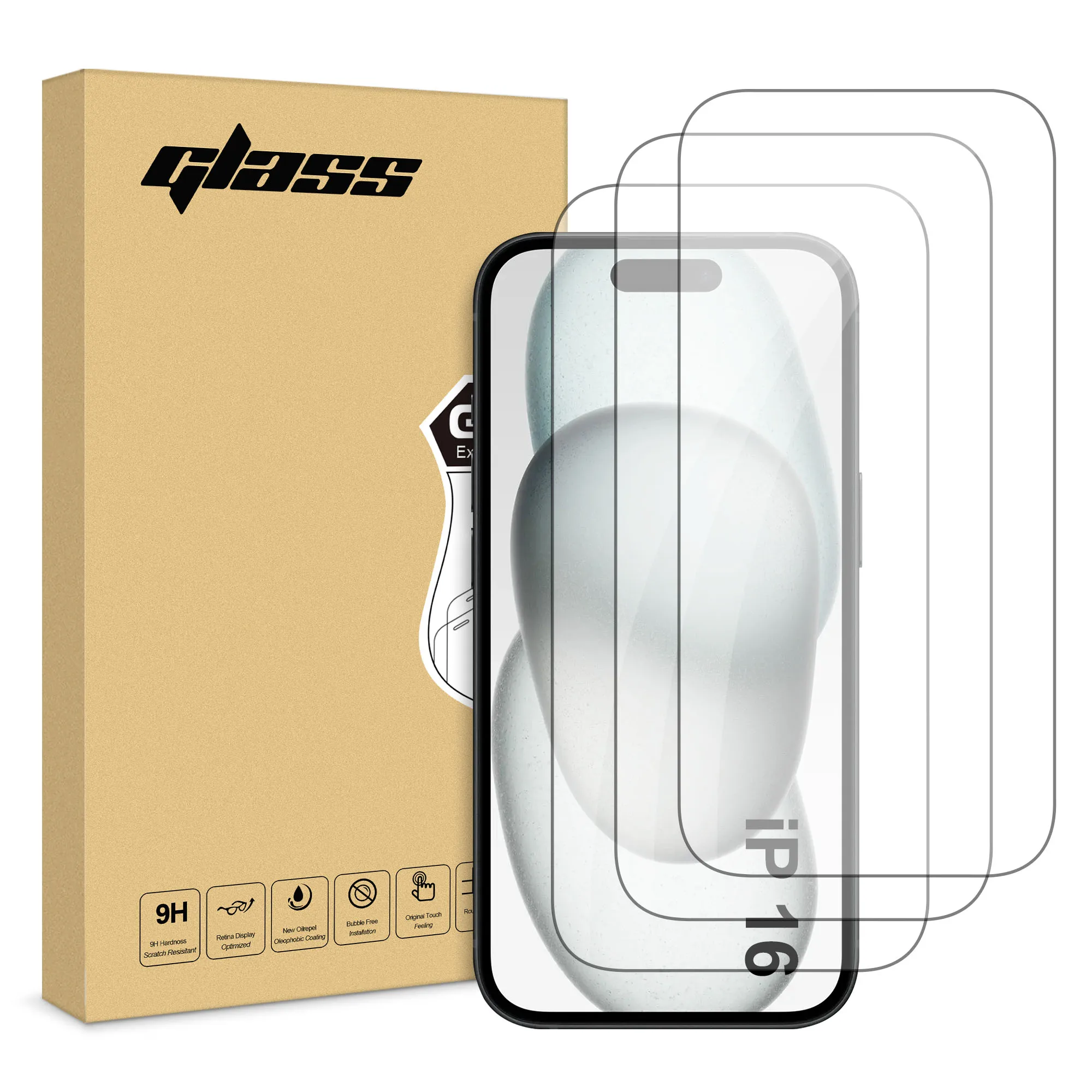 For iPhone 15 16 Plus Full Cover Anti-scratch Cell Phone Screen Protector 2.5d 9h Phone Screen Explosion-proof Protector