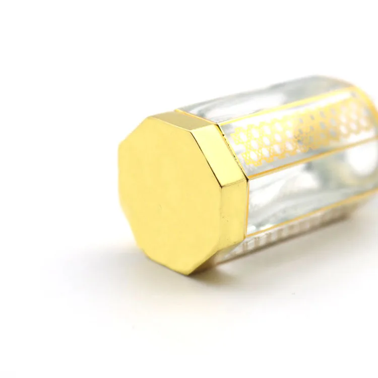 Fancy Custom UV Printing Logo 3ml 6ml 12ml Zinc Alloy Cap Attar Oud Oil Crystal Glass Perfume Bottle for Decorative