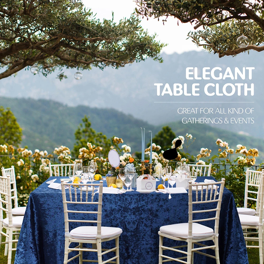 Beauty Shimmer Table Cloth 60 X 120 Inch Royal Blue Velvet Crushed Rectangular Tablecloth