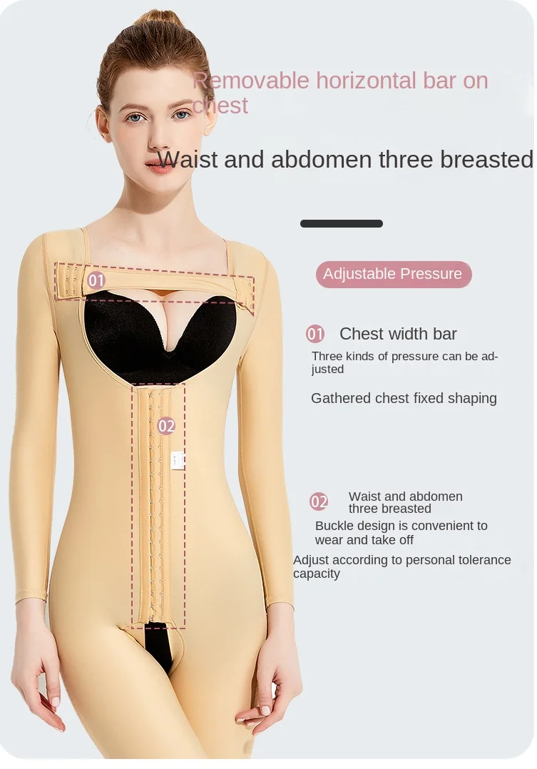 ZOYIAME Post Surgery Liposuction BBL Full Body Shaper Postpartum Hip Lift OP Fajas Long Sleeve Compression Garment Shapewear