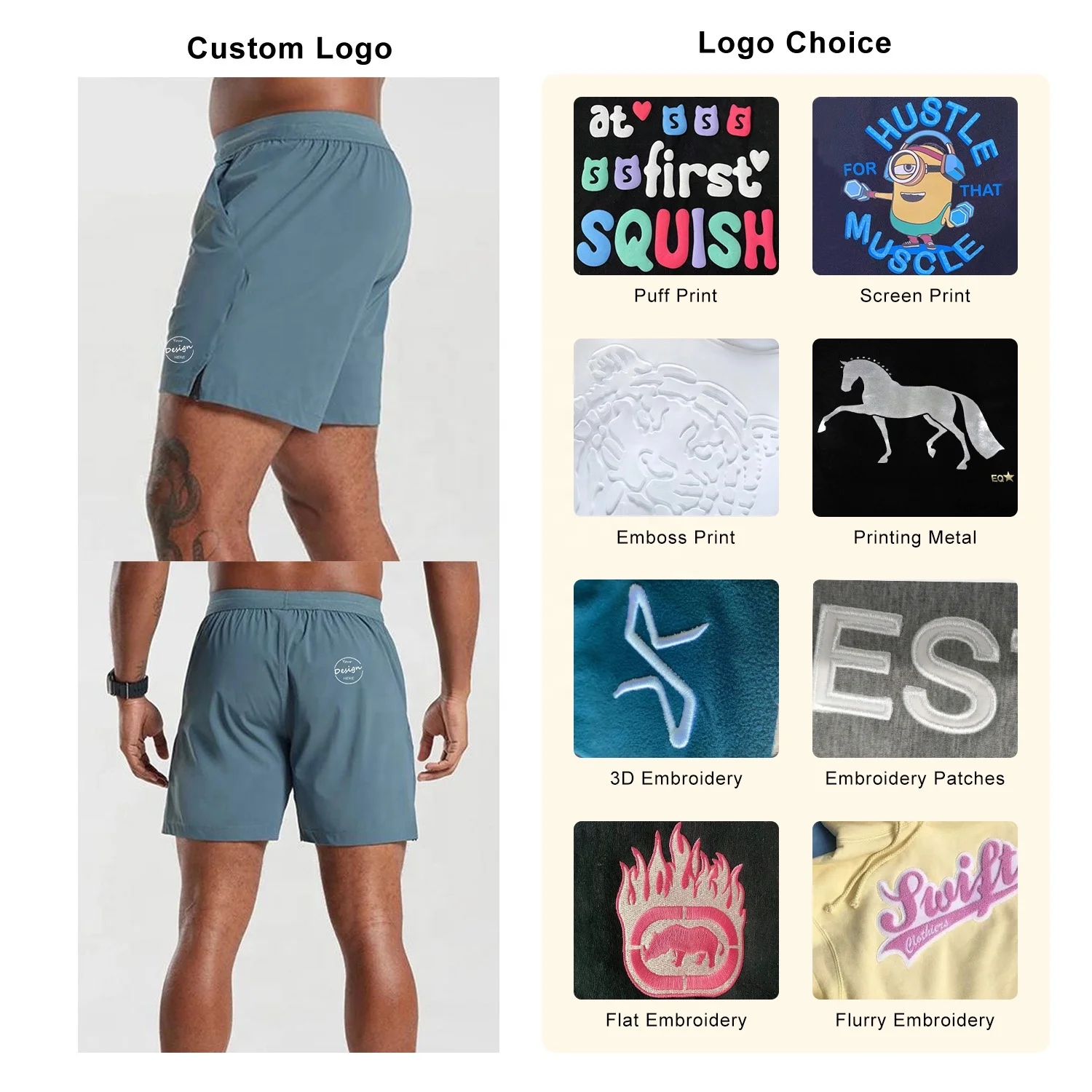 JL1123G Breathable Waistband Split Hem 5 Inch Inseam Sports Activewear Workout Athletic Gym Shorts for Men