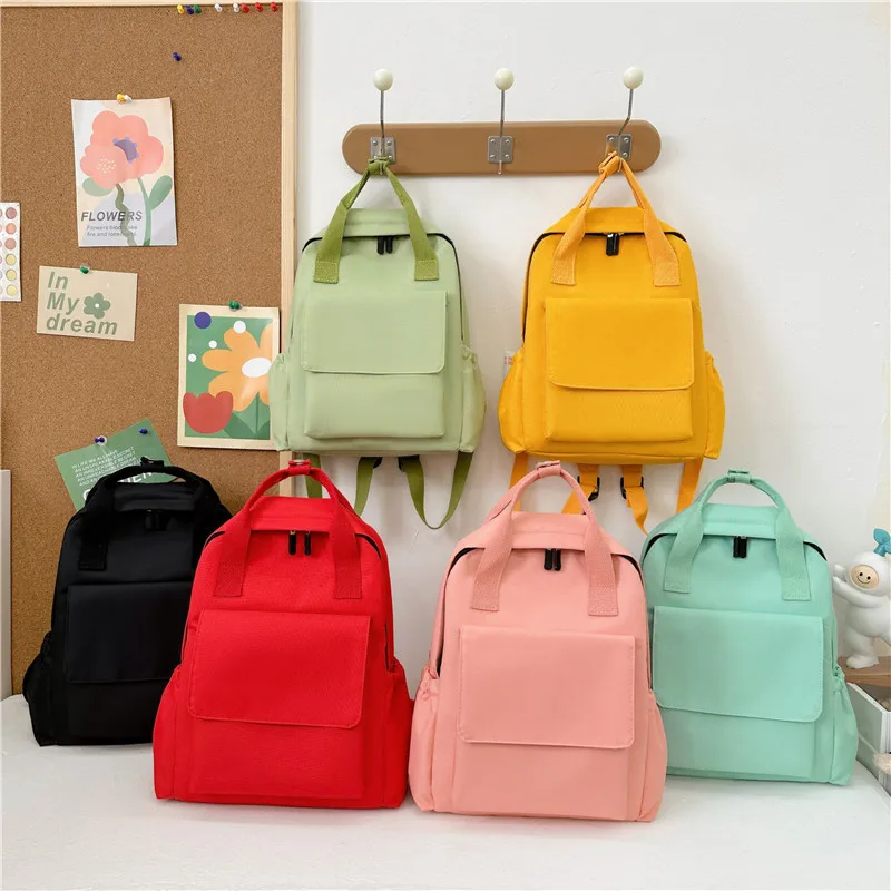 Customized logo Solid Color Children Double Shoulder Bag Wholesale Kids Book Bag Primary Girls Boys