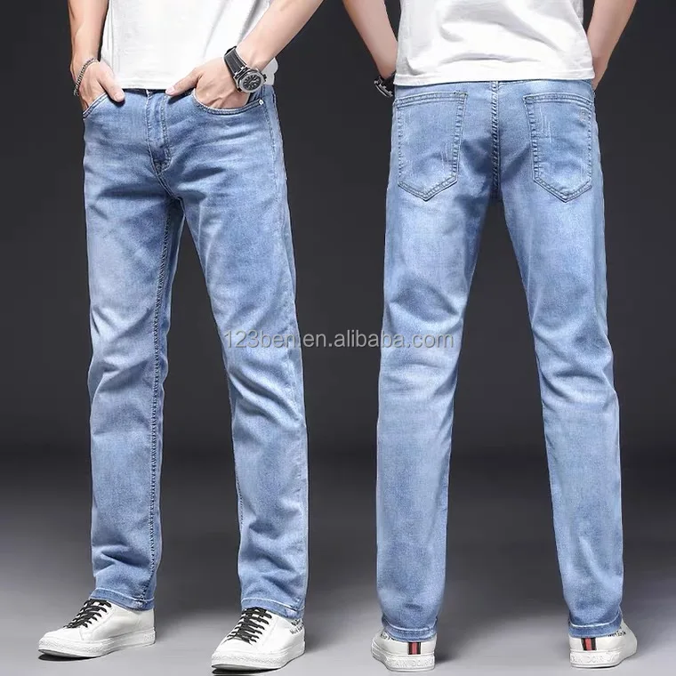 Jeans Wholesale Denim Men's Jeans Denim Men's Slim Slim Cotton Pants Fashion Blue Denim Men's
