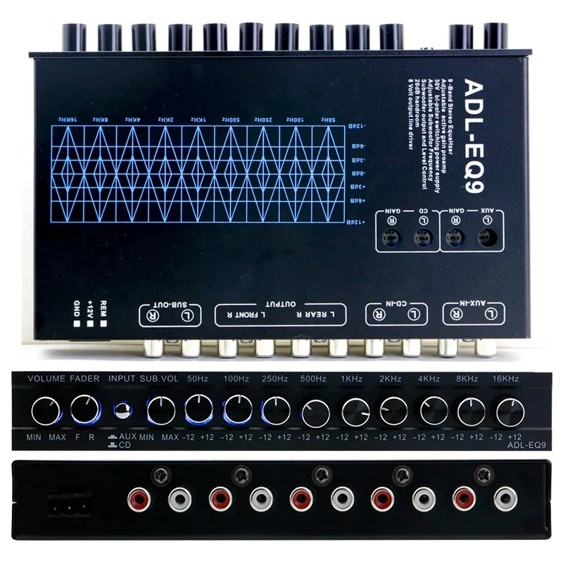 LDZS 9-Band Graphic Equalizer -EQ9 Car Amplifier Adjuster