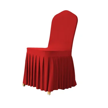 18 Colors Elastic Pleated Skirt White Cheap Wedding Banquet Chair Cover For Wedding Hotel Wedding Spandex Chair Cover