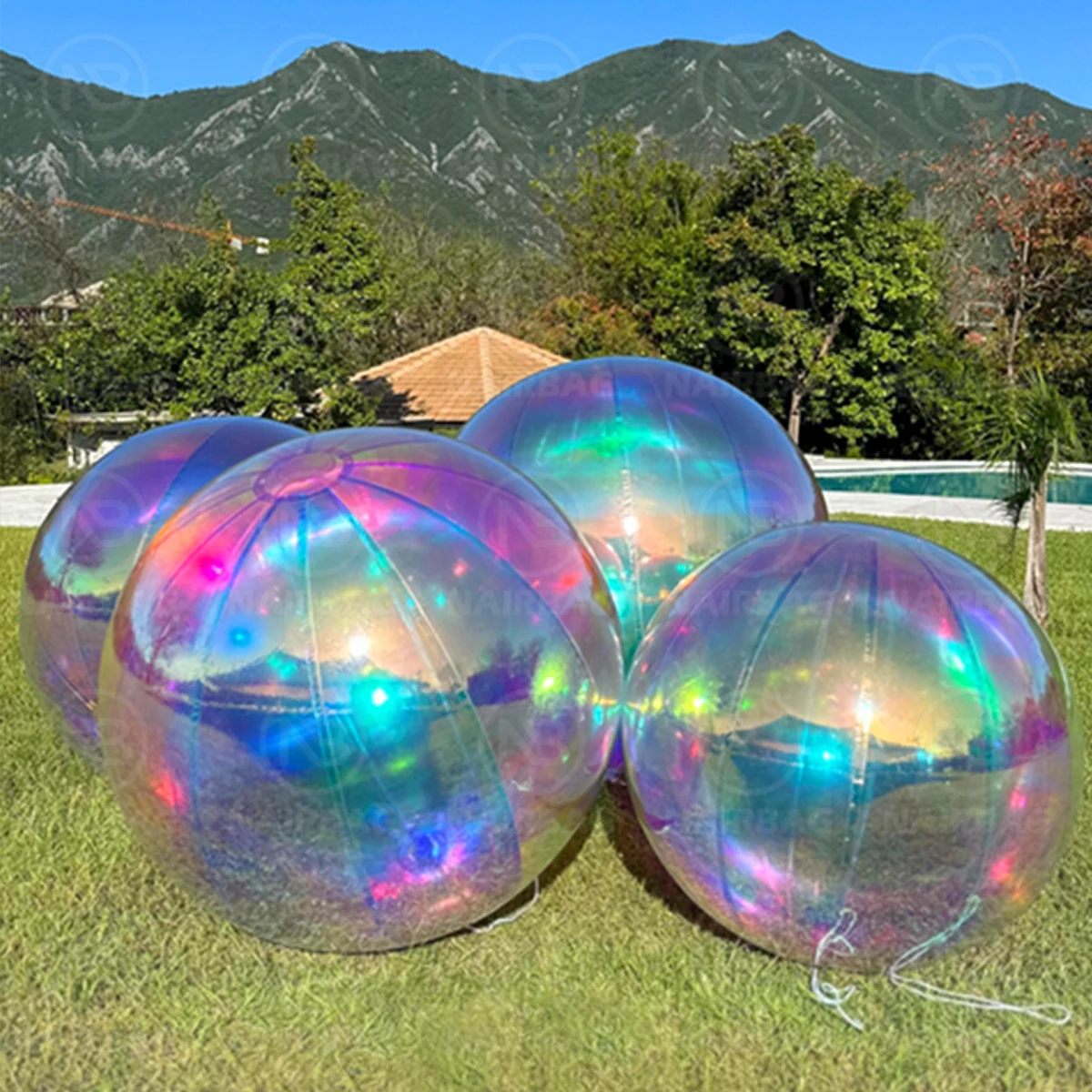 Mirror Balls Bubble Balloons Inflatable Big Shiny Ball PVC Iridescent  Inflatable Reflective Ball Christmas Mirror Sphere Balloon, image size:1200x1200