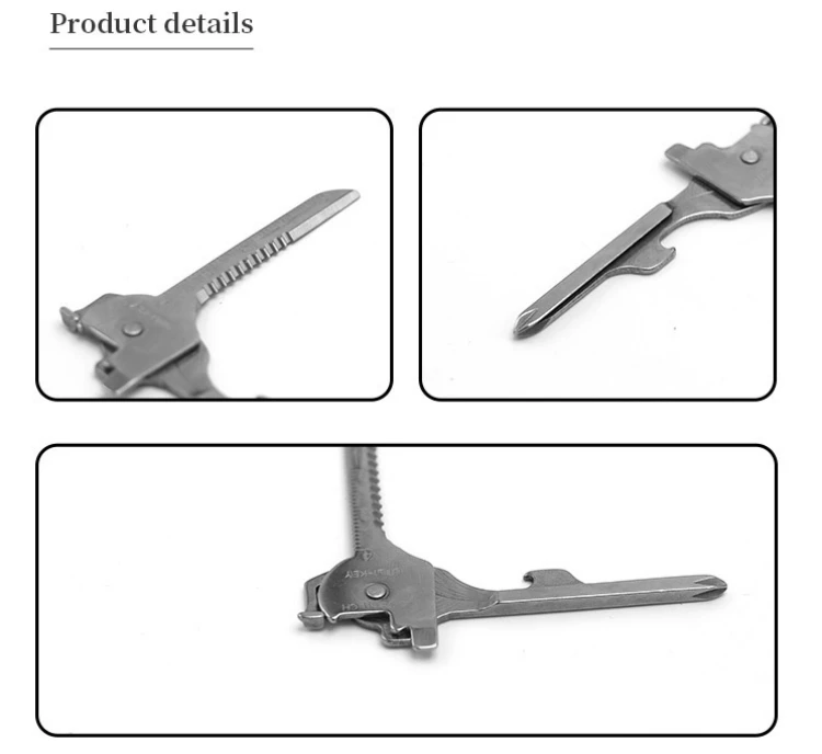 EDC Multi Tool 6 in 1 Stainless Steel Utili-Key Key Ring Chain Pendant Pocket Rope Cutter Mini Knife Screwdriver