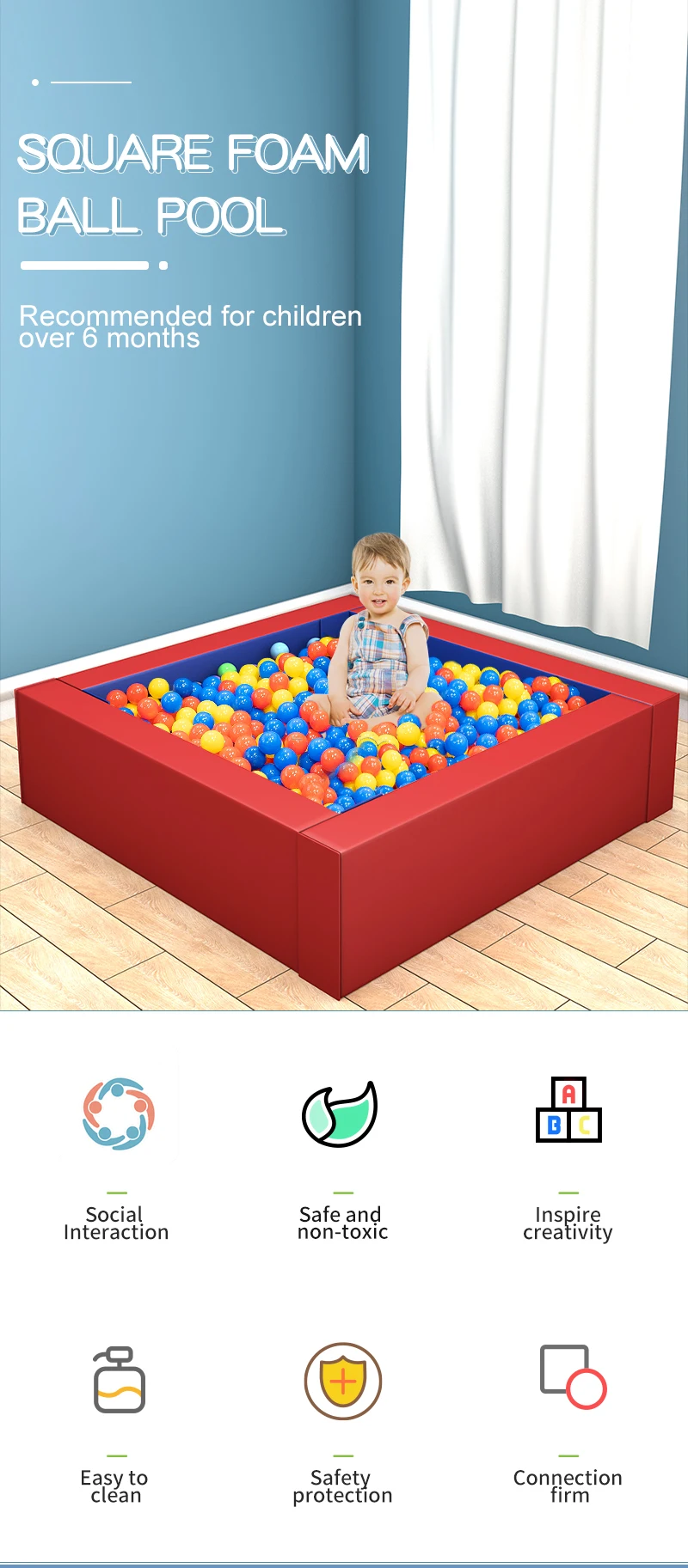 Hot Sale Foam Pit Blocks 4 Piece Foam Construction Building Blocks Large Foam Ball Pit For