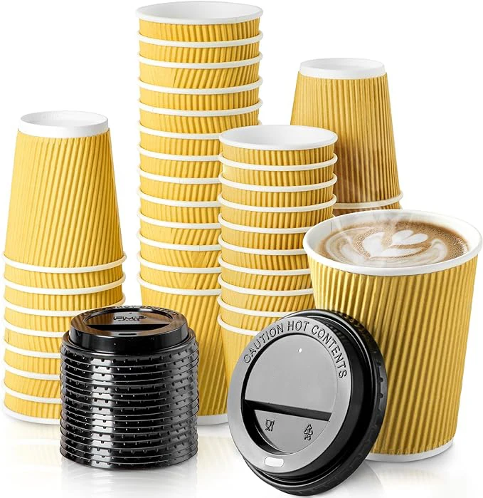 Factory hot sell cheaper price disposable coffee paper cups 12 OZ 16 OZ ripple wall corrugated paper cup