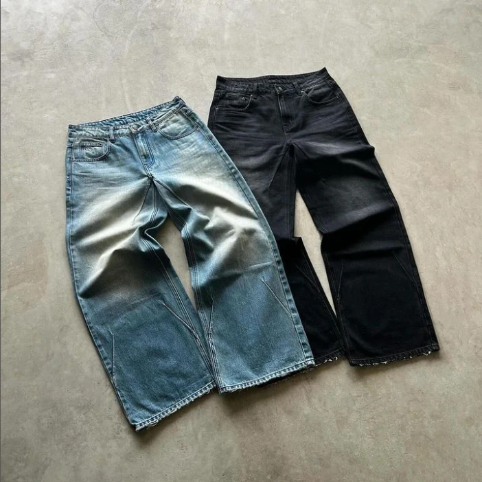Dongguan Custom Mataas na Kalidad na Lalaking Distress Tuwid na Binti Cotton Vintage Wash Asul Itim na Denim Pants Jeans para sa Lalaki
