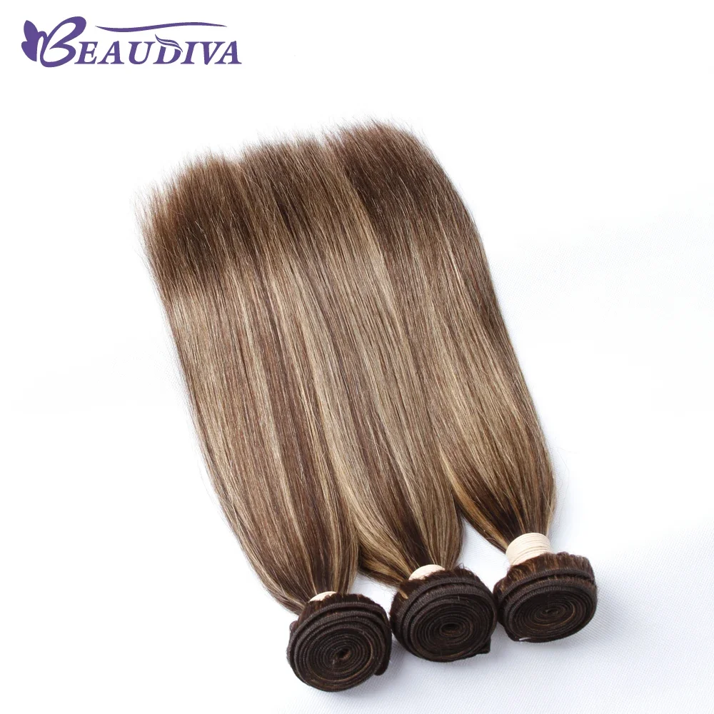 Extensiones de cabello humano liso malasio ombré marrón_voghion.com