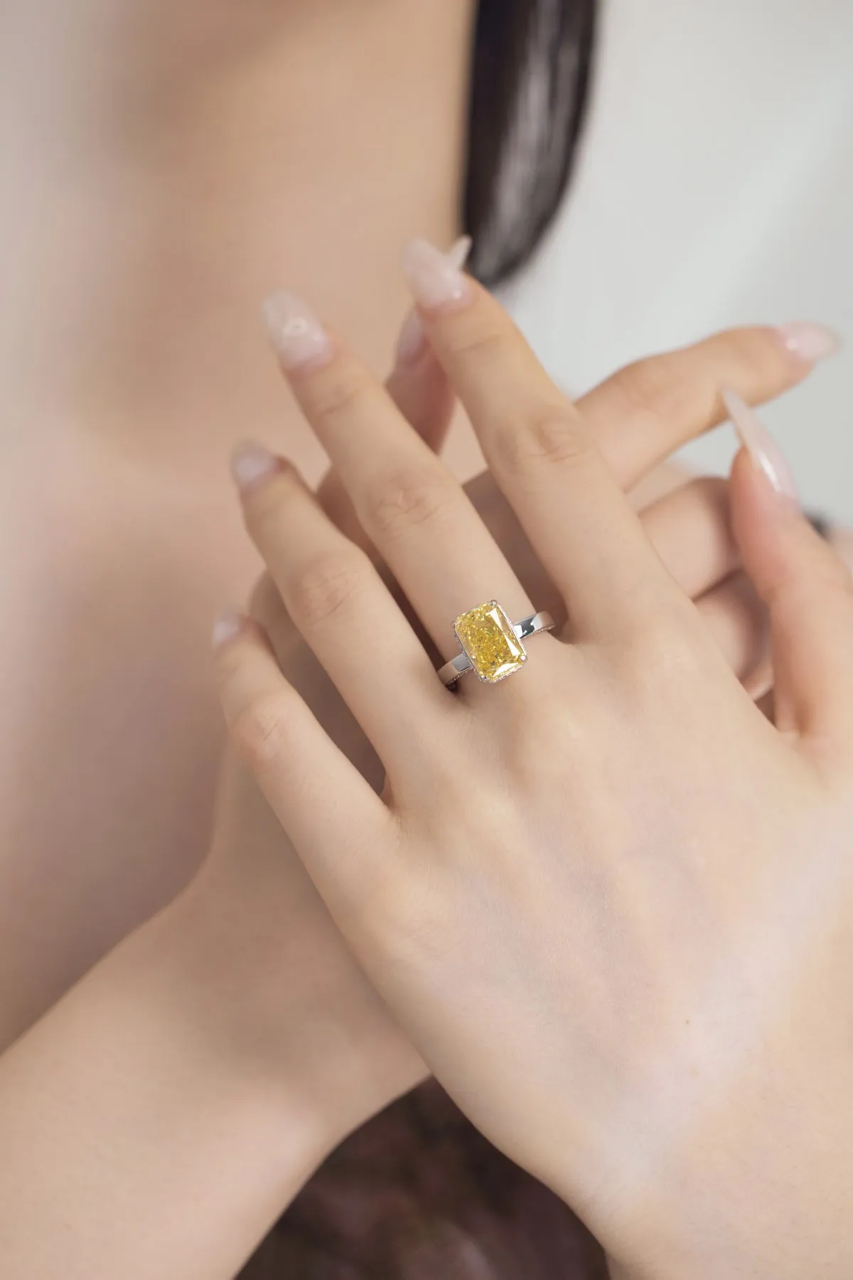 KAKODIY Luxury Boutique Jewelry Cubic Zirconia 925 Sterling Silver Square Yellow Cubic Zirconia Ring Women's Wedding Engagement Ring detail 2