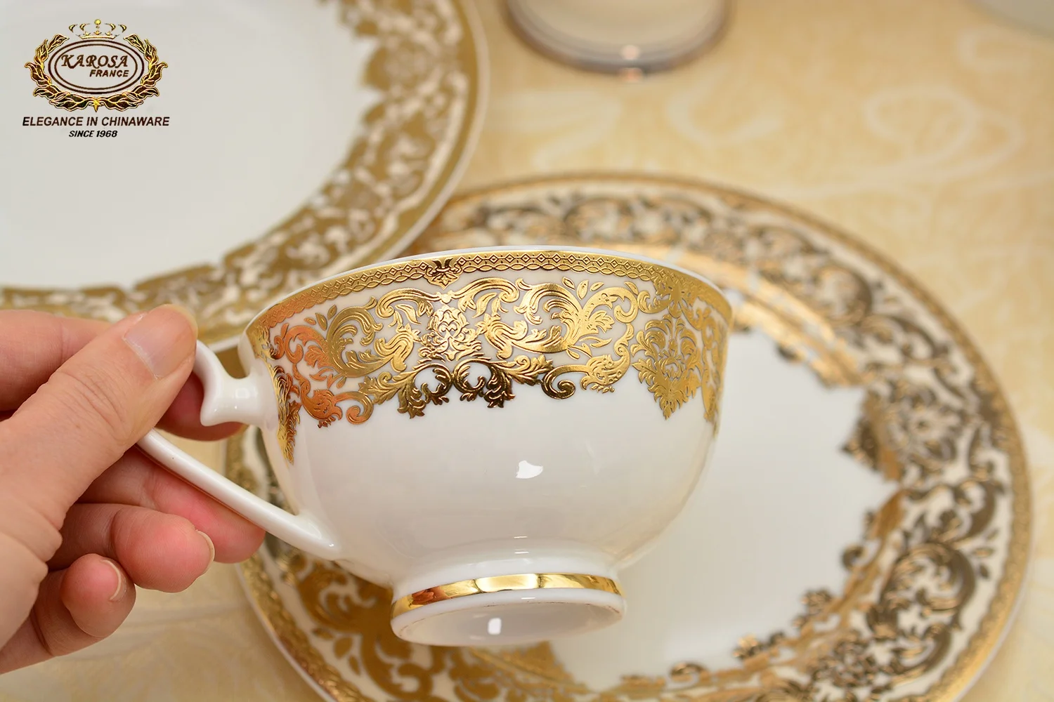 Embossed Real Gold Vajilla Porcelana Luxury Porcelain Dinner Sets Karosa  Design Dinner Set Dinnerware Sets