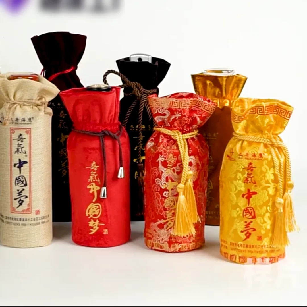 Wholesale Velvet Drawstring Wine Bags Fine Fringed Flannel Printed