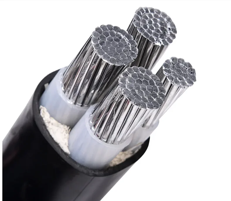 Cabo de alimentação trifásico de quatro fios 4 núcleos 16mm 25mm 35mm 50mm 3 + 1 fio de alumínio YJLV22 enterrado cabo aéreo