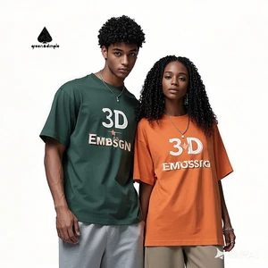 Custom Manufacturing Fashion Designer 3D Embossing Foam Logo T-shirts Cotton Streetwear Heavy Weight T-shirts