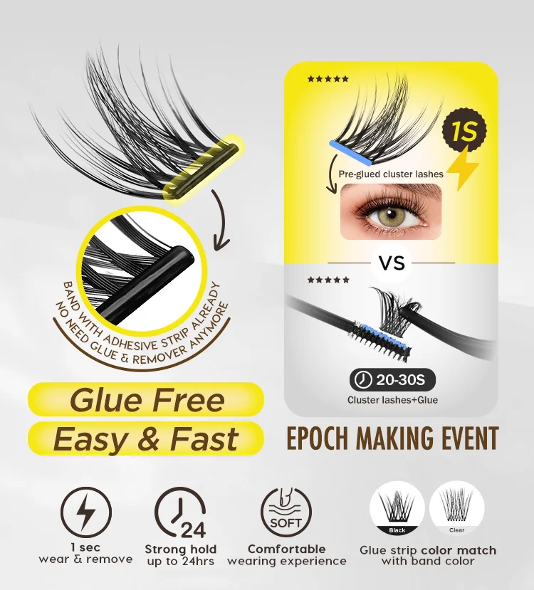 Strong Hold For 24 Hours Prebond Technology Press On Diy Lashes