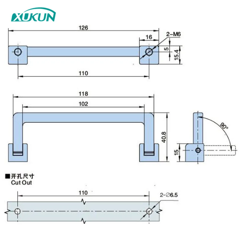 XK646 90 degrees rotation square folding handle for Power distribution box