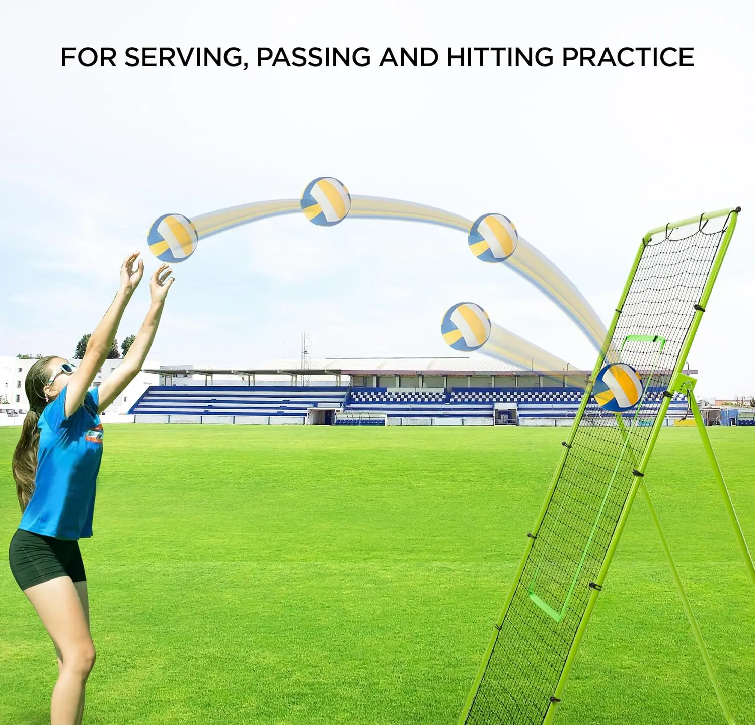 Volleyball Rebounder Net 4x7ft Volleyball Bounce Back Net With 5