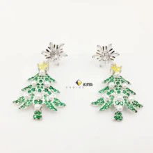 Christmas tree earrings high quality environmental protection copper color preserving electroplated