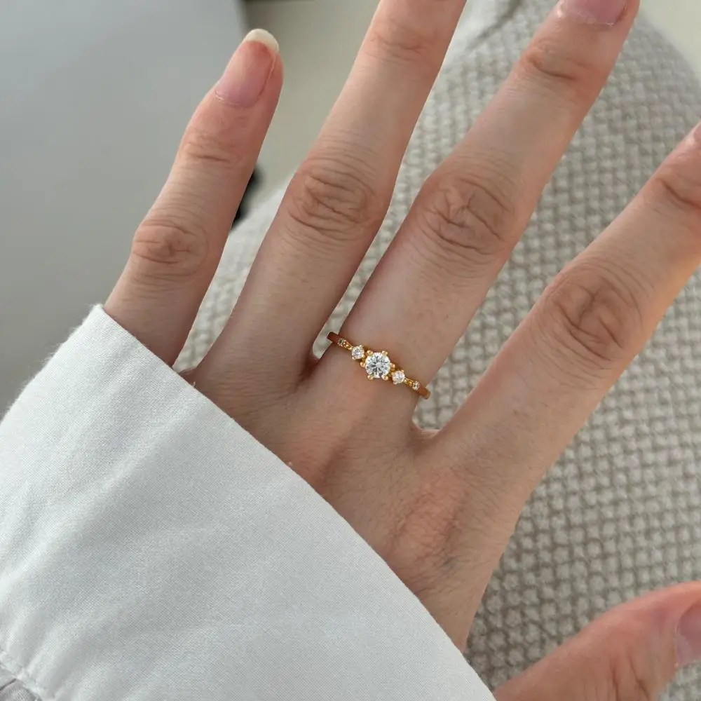KAKODIY Fashionable Adjustable Snowflake Zircon Ring Women Wedding Engagement 925 Sterling Silver Ring detail 4