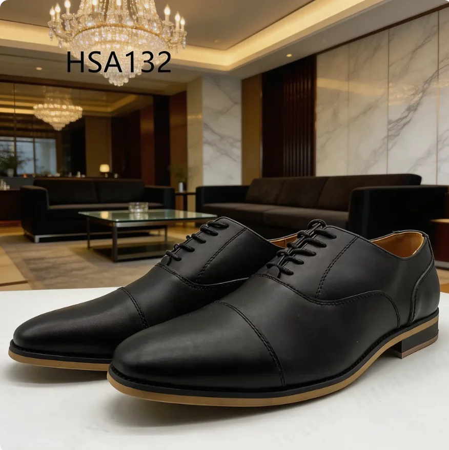 LXG,Business Negotiation Wood Grain Rubber Sole Uniform Shoes Double Joints Design Anti-wrinkle Leather Office Shoes HSA132