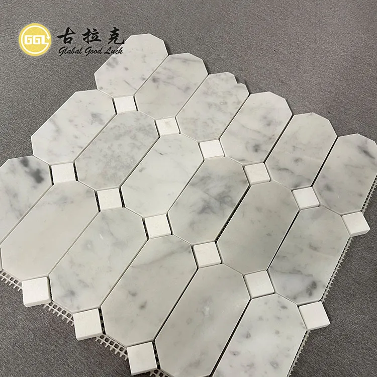 Modern White Natural Stone Octagon Marble Mosaic Tile Bathroom Interior Mosaic Tile