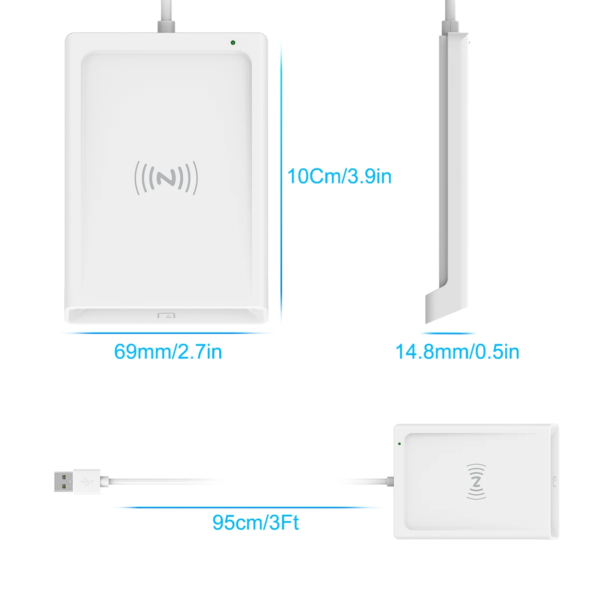 External Nfc Rocketek USB 2-in-1 External NFC Card Reader Writer CAC ID EMV PCSC ...
