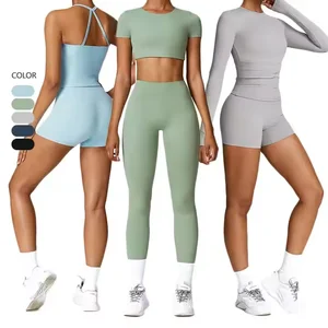 Bnice Women Workout Clothing Wholesale Yoga Set Active Wear Set Sports Suits Long Sleeve Tops Yoga Pants Gym Custom Leggings