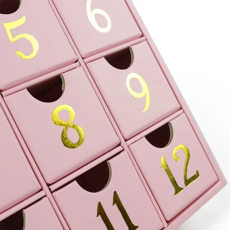 Best Selling Factory Customized Design Gold Print Cosmetic Advent Mystery Calendar Box