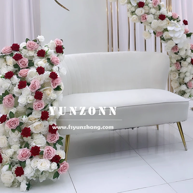 Modern Design Velvet Cover Wedding Sofa with Stainless Steel Frame for Bride and Groom