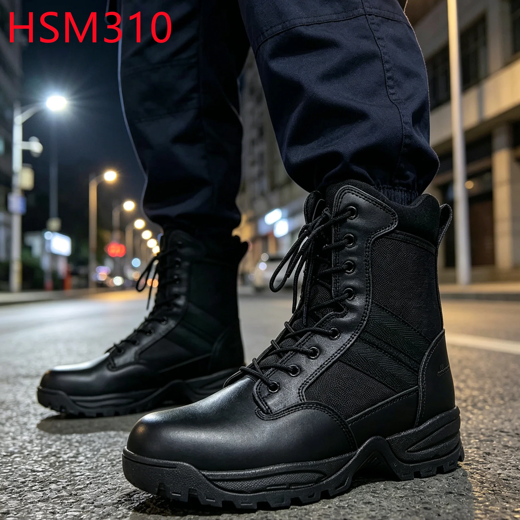 YYR, Bottes tactiques pratiques pour l’entraînement, dotées d’une semelle super-soulageant la pression, adaptées aux terrains complexes, bottes de marche avec collier en motif « dent de tigre », HSM310