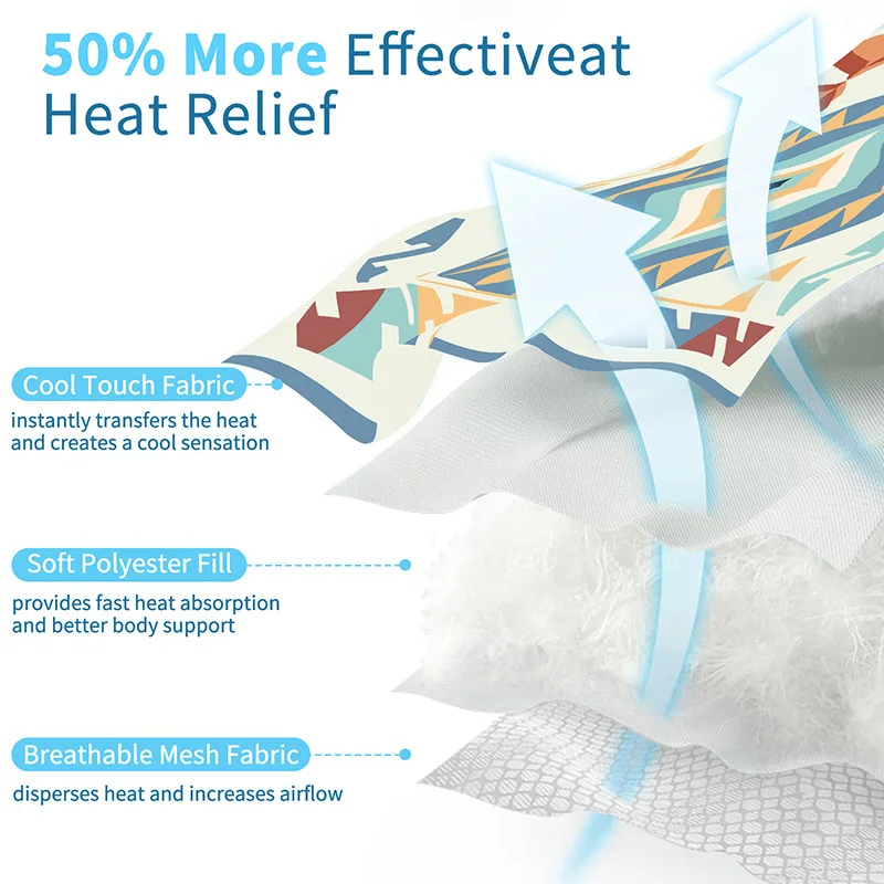 Bohemian Extra Large Self-Cooling Mat for Dogs Luxury Soft Washable Non-Toxic Summer Pet Indoor Bed Reusable Travel Pet Cooling