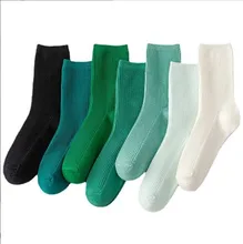 Fashion Green Plain Rib ladies Cotton Socks Crew Custom Tube Casual Slouch Socks for Women Wholesale
