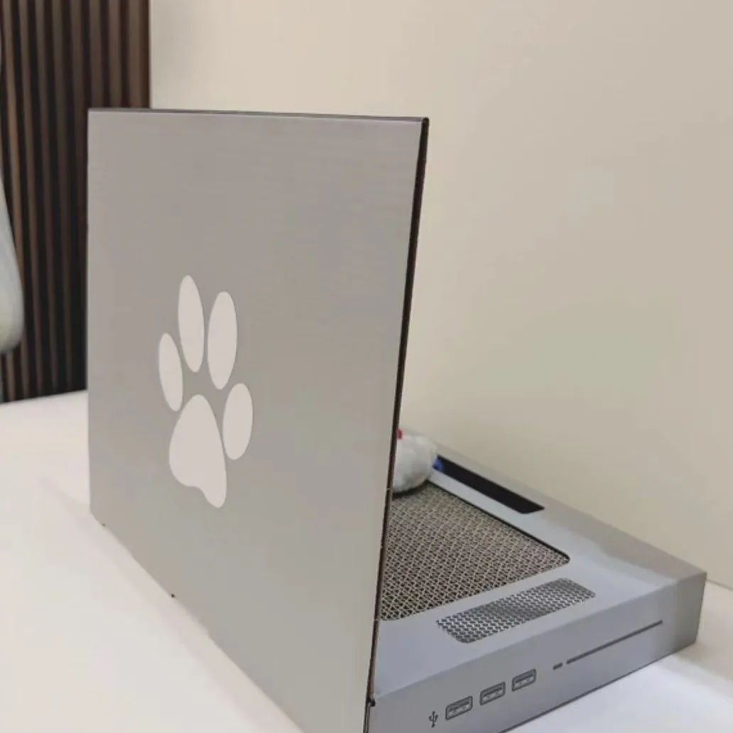 Laptop Cat Scratching Board Corrugated Paper Cat Scratcher Foldable Computer Shape Funny Cat Toy