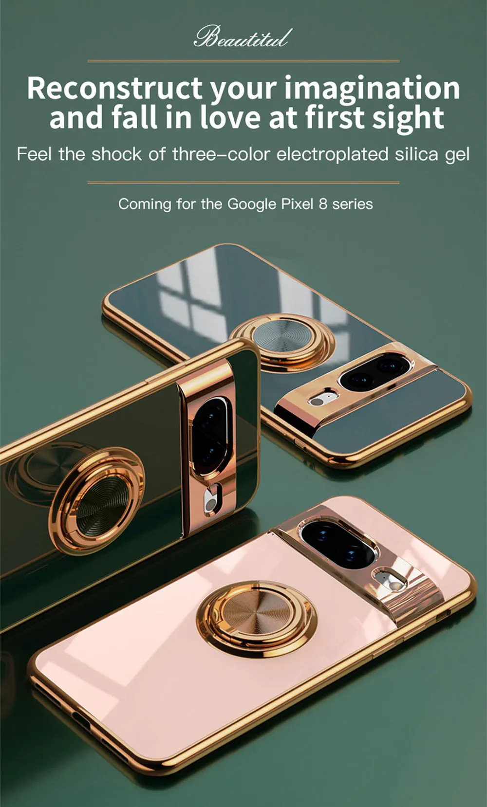 Electroplate Phone Case For Google Pixel 8 Pro 7A 7 6A 6 5A 5G 5 Covers Luxury Tpu Magnetic Ring Car Holder 360 SJK133 Laudtec factory