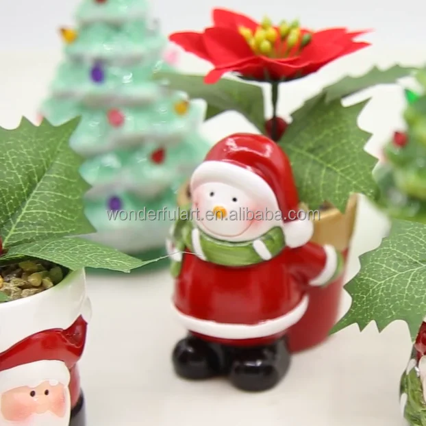 Ceramic LED Christmas trees Terra cotta flowerpot Home Decor Holiday ornament Home Decoration