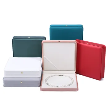 Large Pearl Necklace Packaging Box 2024 PU Leather Velvet Waist Jewelry Storage Box Ring Bracelet Custom Travel Gift Set Box