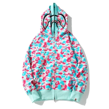 Wholesale fashion brand BAP E Miami opens limited Shark hoodie men and women camouflage double hoodie men and women hoodie coats