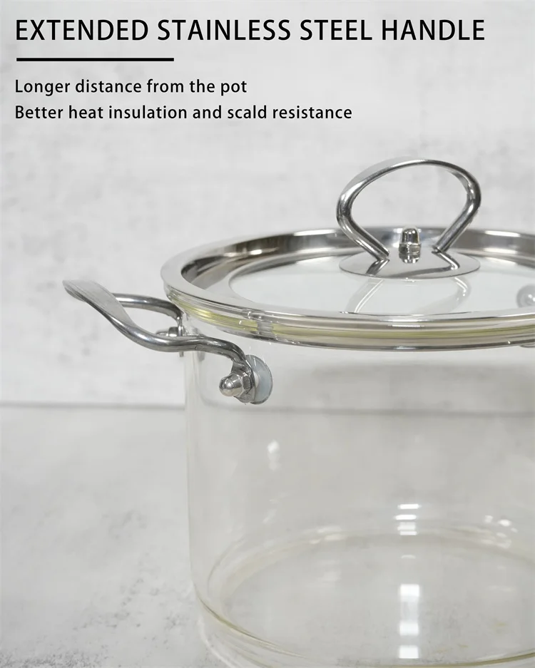 HOT Thickened High Temperature Resistant big size transparent glass cooking pot supplier