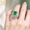 Bague de luxe de laboratoire, feuille d'émeraude et diamant