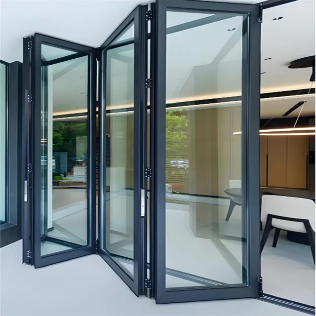High Quality Aluminum Alloy Electric Folding Door for Balconies & Factories Typhoon-Resistant & Anti-Pinch